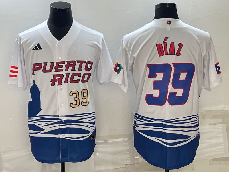 Men 2023 World Cub 39 Diaz White MLB Jersey3